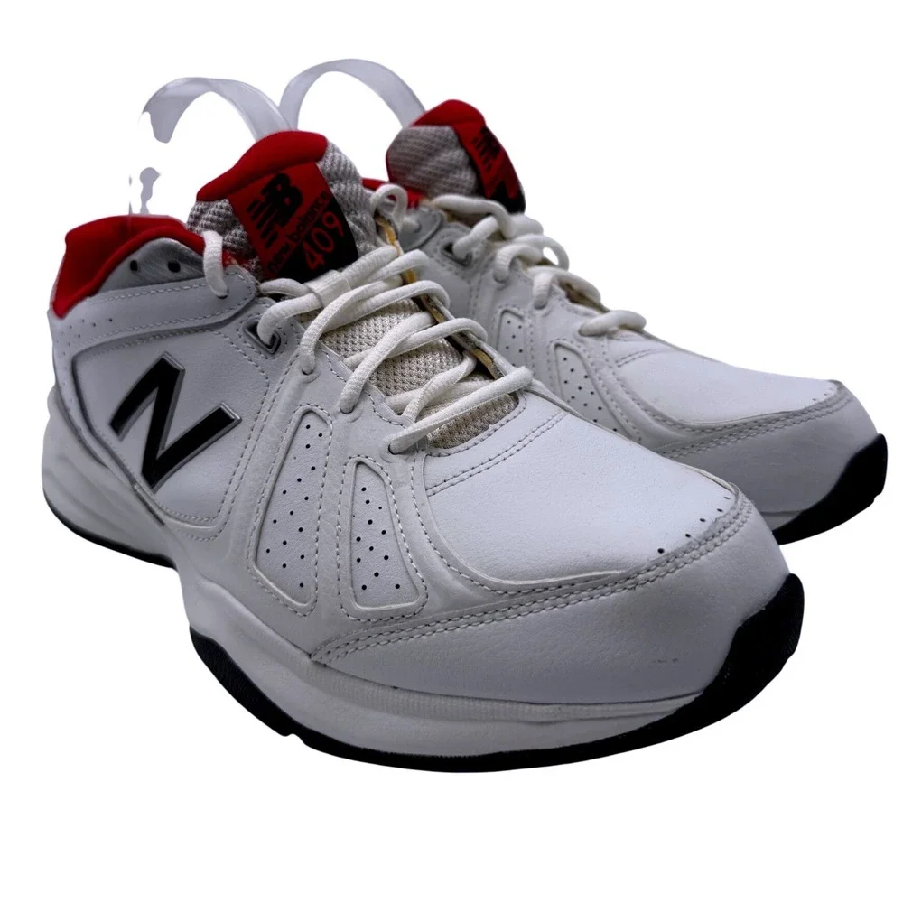 New Balance 409 White Red Silver Training Shoes Mens 10.5 Wide MX409BR3